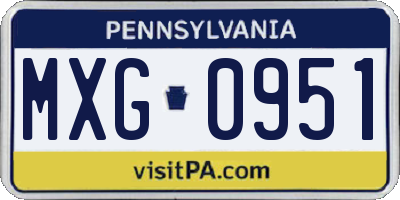 PA license plate MXG0951