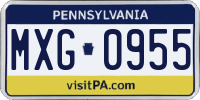 PA license plate MXG0955