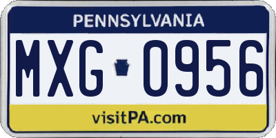 PA license plate MXG0956