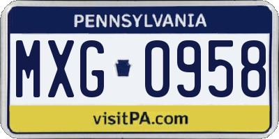 PA license plate MXG0958