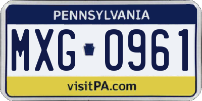 PA license plate MXG0961