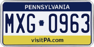 PA license plate MXG0963