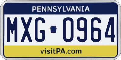 PA license plate MXG0964