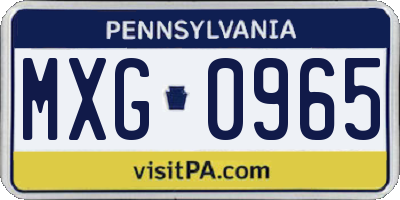 PA license plate MXG0965