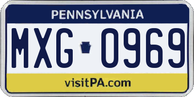 PA license plate MXG0969