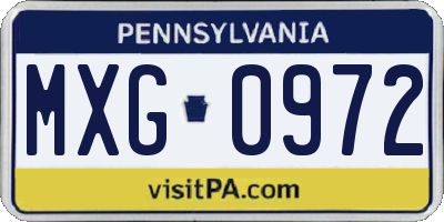 PA license plate MXG0972