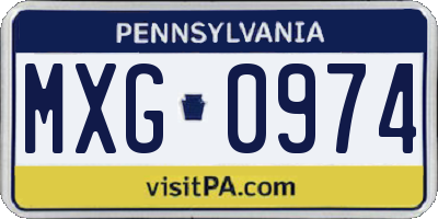 PA license plate MXG0974