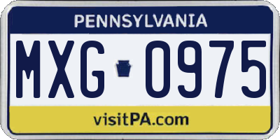 PA license plate MXG0975