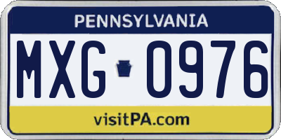 PA license plate MXG0976