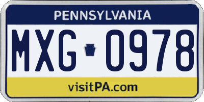 PA license plate MXG0978