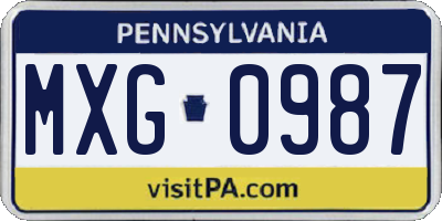 PA license plate MXG0987