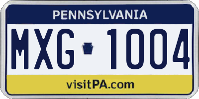 PA license plate MXG1004