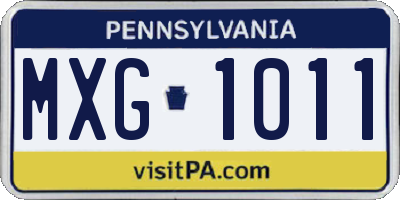 PA license plate MXG1011