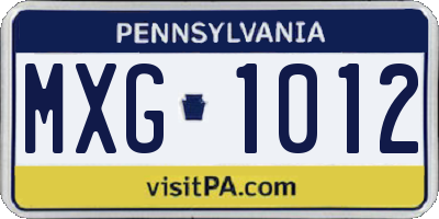 PA license plate MXG1012