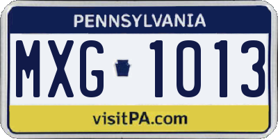 PA license plate MXG1013