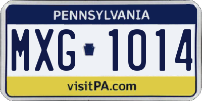 PA license plate MXG1014