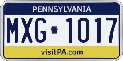 PA license plate MXG1017