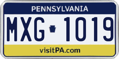 PA license plate MXG1019