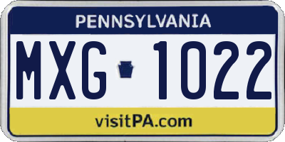 PA license plate MXG1022