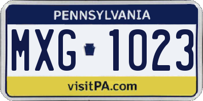 PA license plate MXG1023