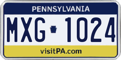 PA license plate MXG1024