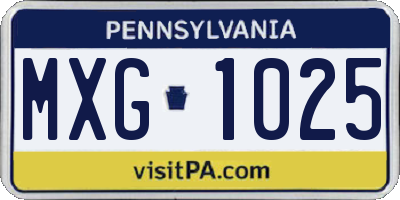PA license plate MXG1025