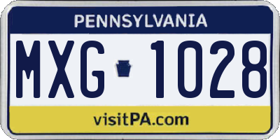 PA license plate MXG1028