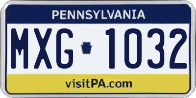 PA license plate MXG1032