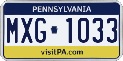 PA license plate MXG1033