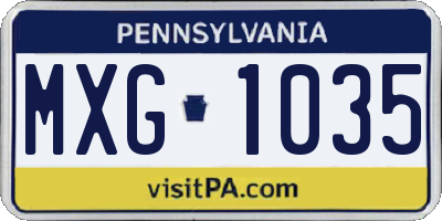 PA license plate MXG1035
