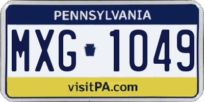PA license plate MXG1049