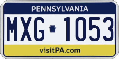 PA license plate MXG1053