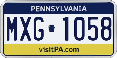 PA license plate MXG1058