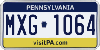 PA license plate MXG1064