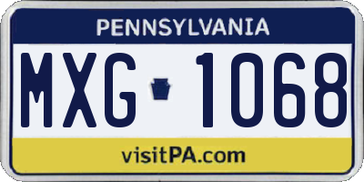 PA license plate MXG1068