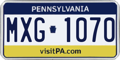 PA license plate MXG1070