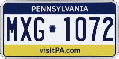 PA license plate MXG1072