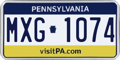 PA license plate MXG1074