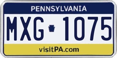 PA license plate MXG1075