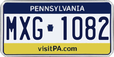 PA license plate MXG1082