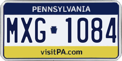 PA license plate MXG1084
