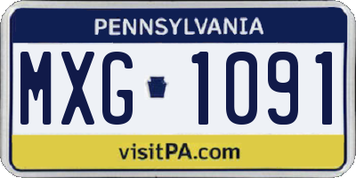 PA license plate MXG1091