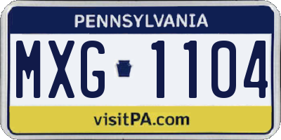PA license plate MXG1104