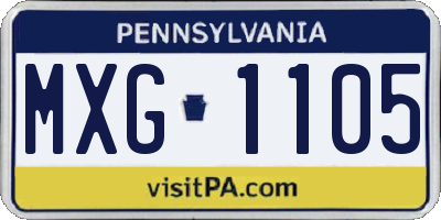 PA license plate MXG1105