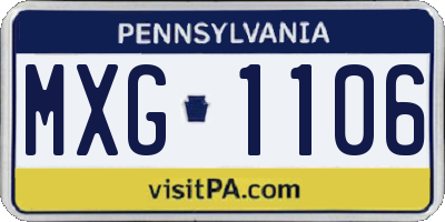 PA license plate MXG1106