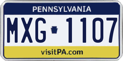 PA license plate MXG1107