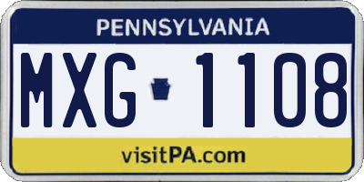 PA license plate MXG1108