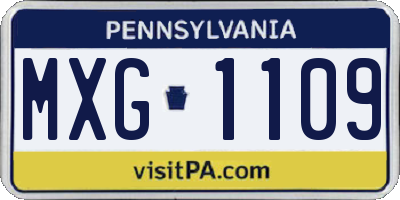 PA license plate MXG1109