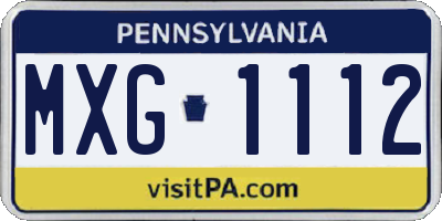PA license plate MXG1112