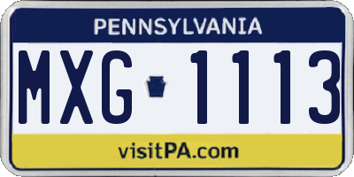 PA license plate MXG1113
